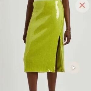 Autumn Adeigbo Lime Green Sequin Women's Skirt